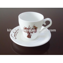 Haonai M-10498 super white porcelain coffee cup and saucer set with decal